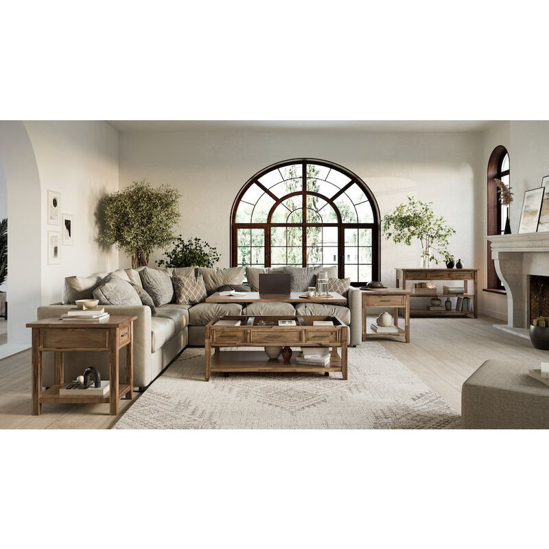 Jofran Claremont 50 Transitional Rustic Wood Sofa Console Table with Storage