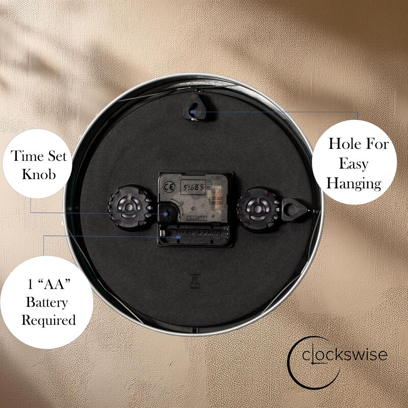 Clockswise 14-in Round Quartz Wall Clock Non-Ticking