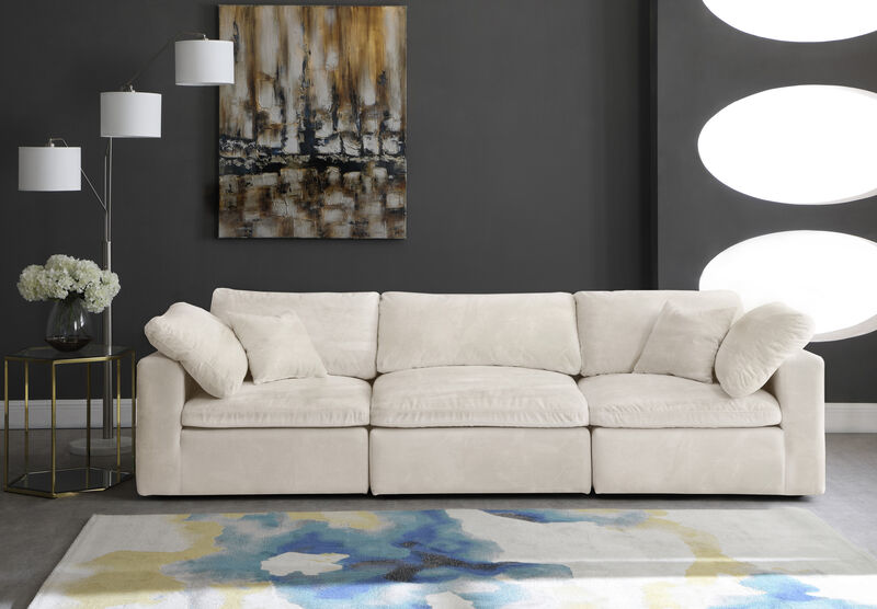 Meridian Furniture Cozy Cream Velvet Comfort Modular Sofa
