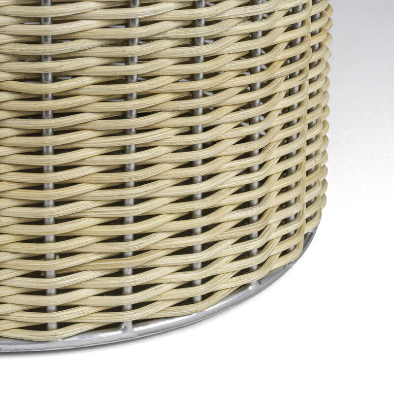 Cecil Modern Faux Wicker Cylinder Waste Basket