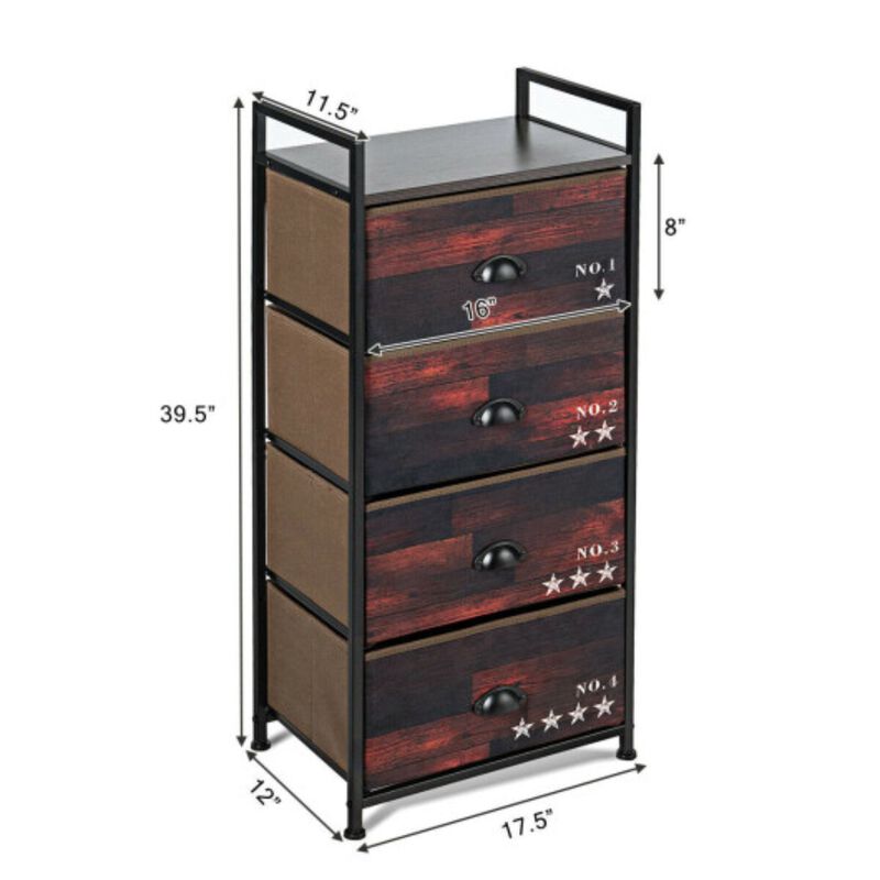 Industrial 4 Fabric Drawers Storage Dresser with Fabric Drawers and Steel Frame image number 5