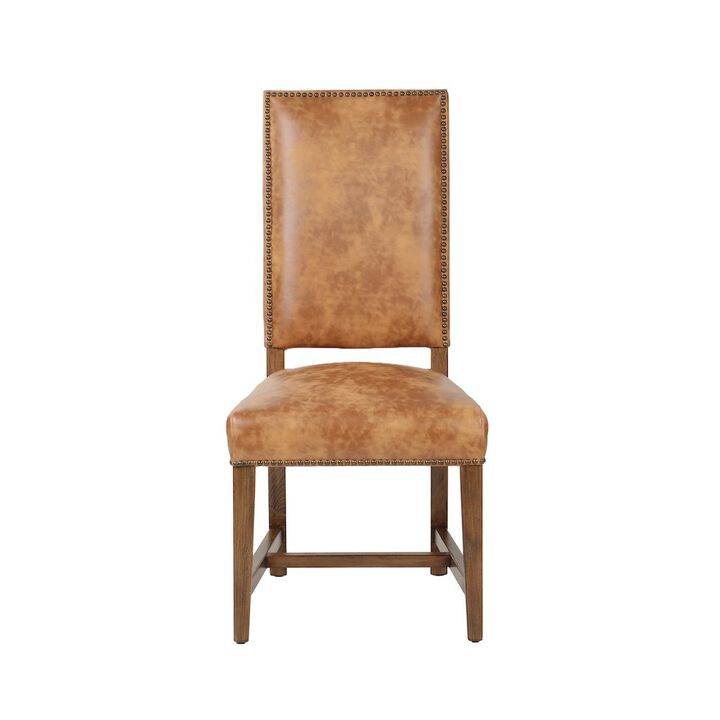 World Interiors Dani Dining Chair in Warm Brown Leather with Earth Legs