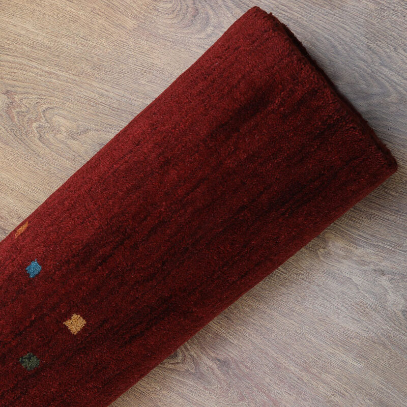 RUGSOTIC CARPETS HAND KNOTTED LOOM WOOL ECO-FRIENDLY AREA RUGS  - 8'x11', Rectangle, Red Color, Contemporary Modern Design, High Pile Thick Handmade Anti Skid Rugs for Living Room (L00105)