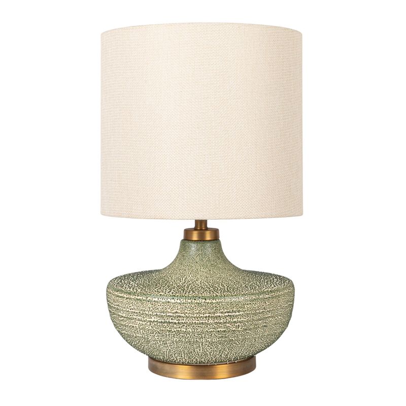 Textured Stoneware Table Lamp with Gold Base image number 3