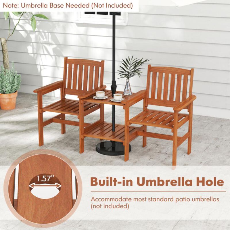 Hivvago 2-Seater Outdoor Patio Furniture Set with Umbrella Hole