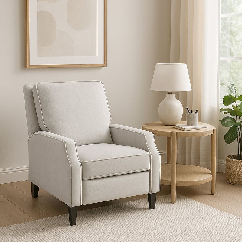 Alpine Furniture Inez Push Accent Back Chair, Light Grey image number 1