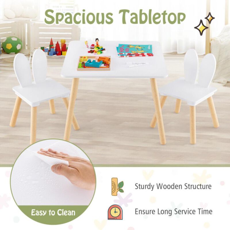 Hivvago 3 Pieces Kids Table and Chairs Set for Arts Crafts Snack Time