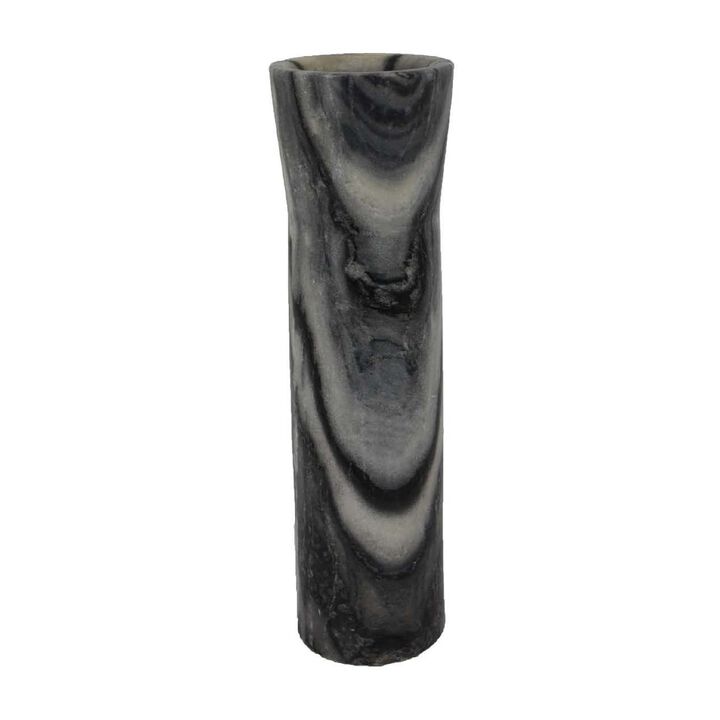 Danny Tall Accent Vase, Natural Stone Pattern Gray Marble 14 Inch