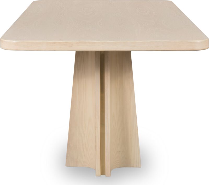 Zinnia Ash Wood Double Pedestal Dining Table in White Sand
