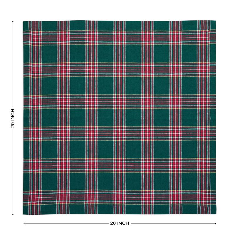 Linen Dinner Napkins - Green Tartan Plaid image number 2