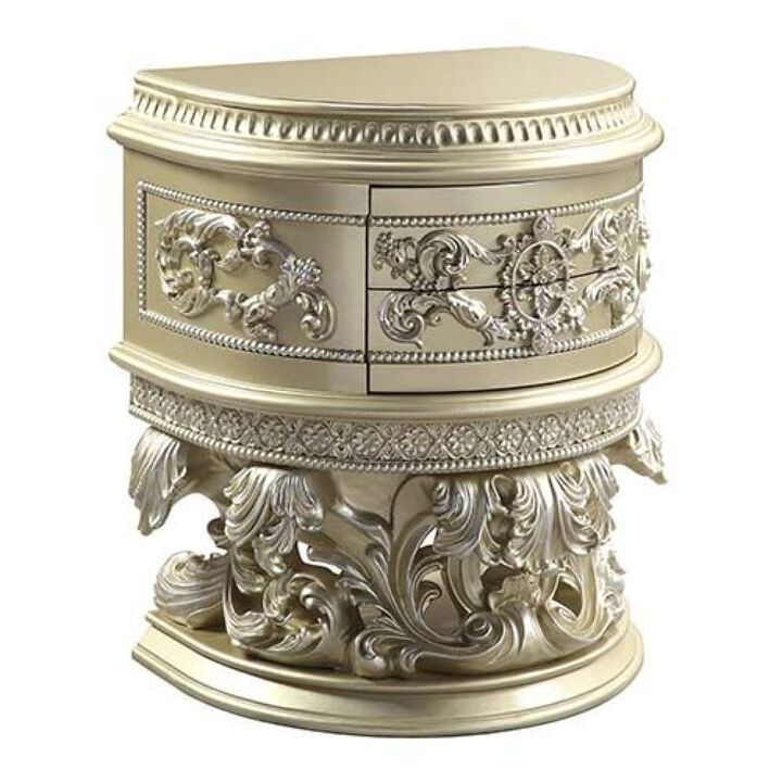 Vatican Nightstand, Champagne Silver Finish