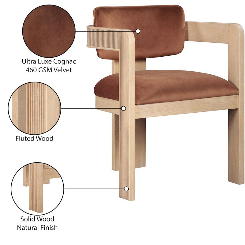 Meridian Furniture Sacha Cognac Velvet Dining Chair, Set of 2