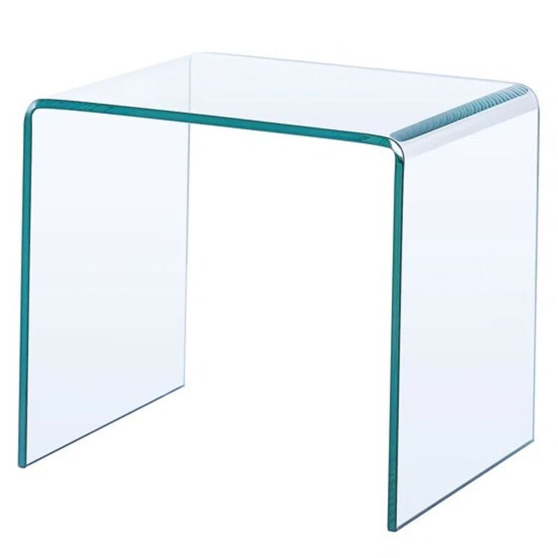 Tempered Transparent Glass End Table, Small Sofa Table with Sleek Design