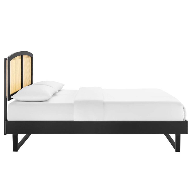 Modway - Sierra Cane and Wood Full Platform Bed with Angular Legs