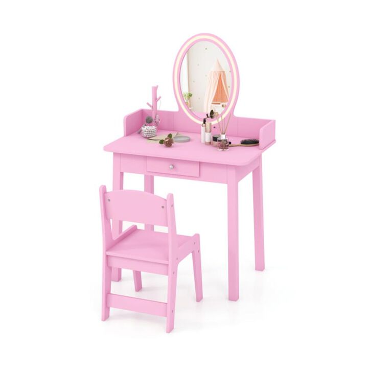 Hivvago Kids Vanity Set with Lighted Mirror