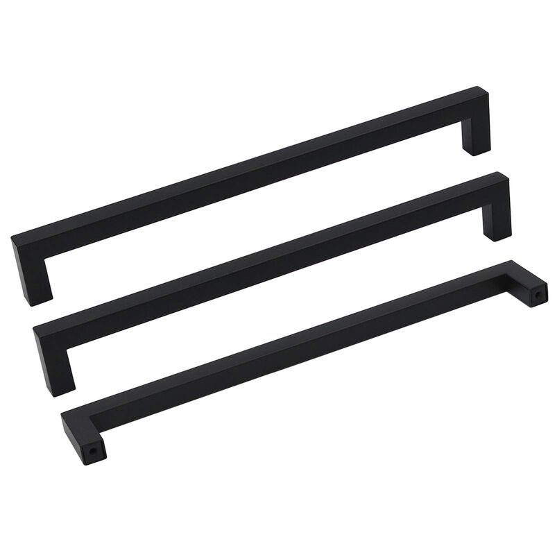 Goldenwarm 2 Pack Black Square Bar Cabinet Pull Drawer Handle Stainless Steel Modern Hardware for Kitchen and Bathroom Cabinets