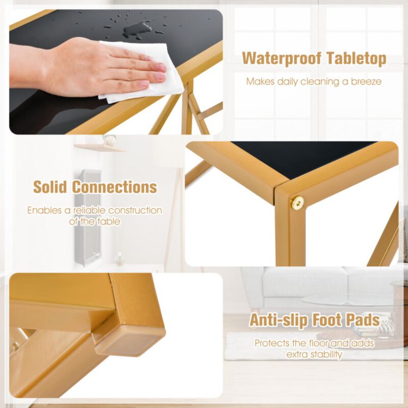 Hivvago 31.5 Inch Golden Heavy-duty Metal Frame Entryway Table with Foot Pads-Black