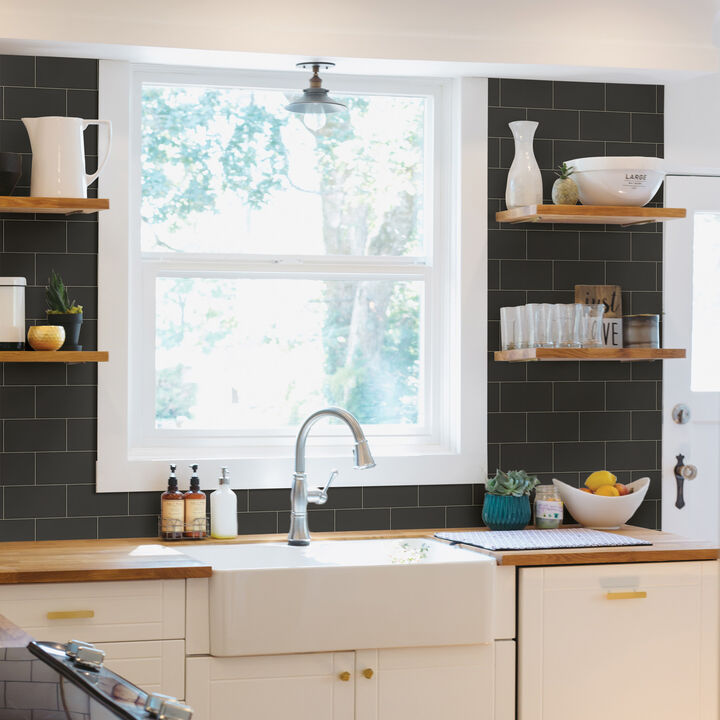 Freedom Black Subway Tile Wallpaper (Set of 2)