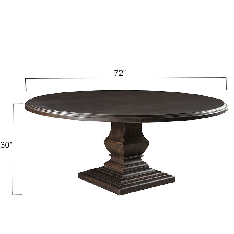 World Interiors Toulon 72In Vintage Brown Round Dining Table