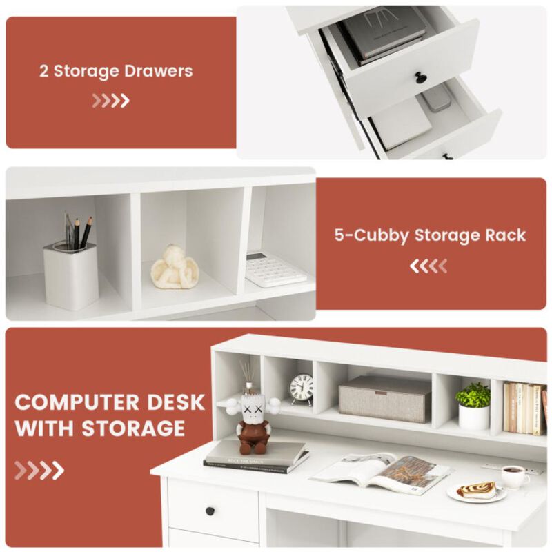 Hivvago 48 Inch Home Office Computer Desk with Type-C Power Outlets