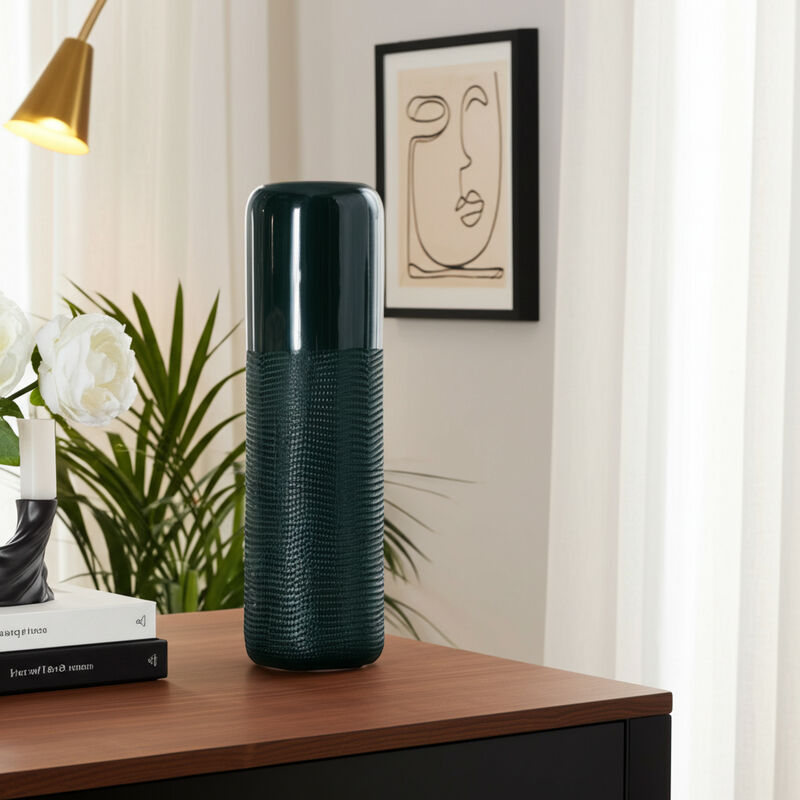 Grooved Ceramic Vase