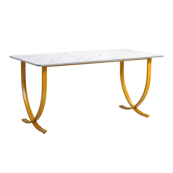Large Executive Computer Desk, Modern Office Workstation for Conference Room and Home Office-White
