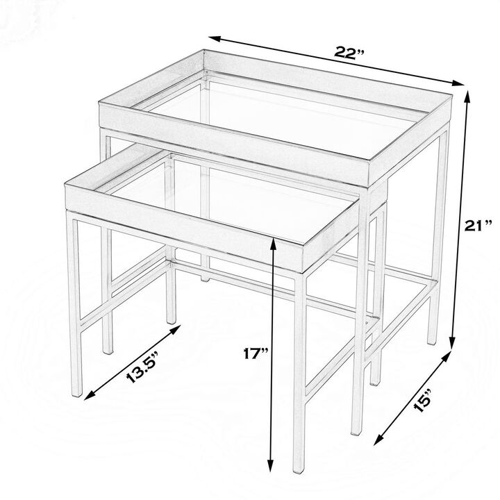 Butler Specialty Lenny 2 Piece Glass Nesting Tables, Gold