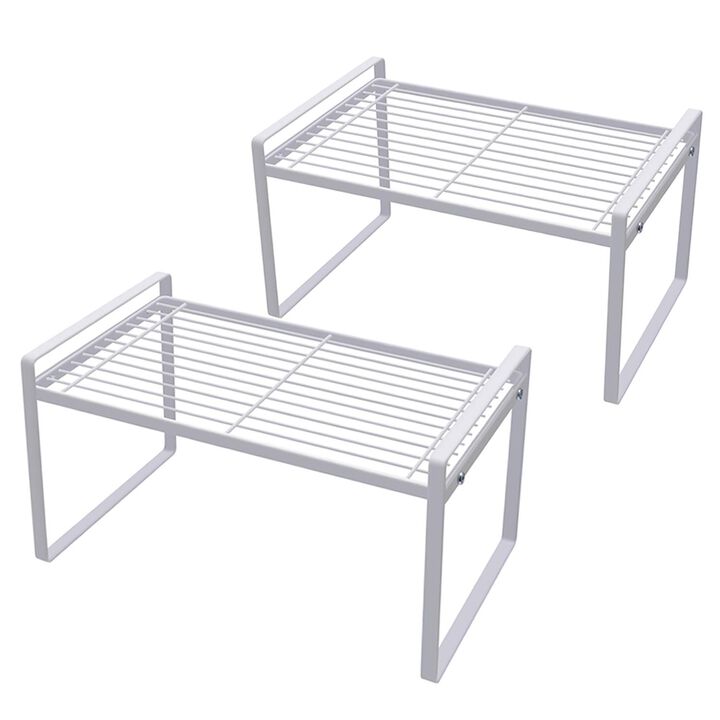 Shantton 2 Pack Kitchen Cabinet Shelf Counter Organizer Rack Pantry Storage Bathroom Bedroom Office Table Desk Space Saving Stee