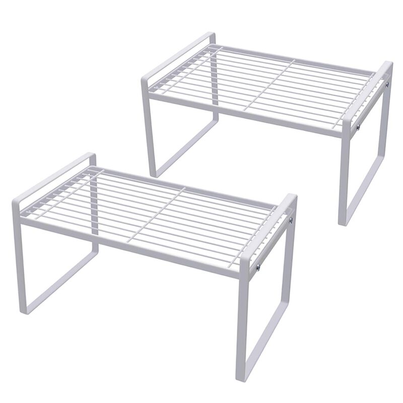Shantton 2 Pack Kitchen Cabinet Shelf Counter Organizer Rack Pantry Storage Bathroom Bedroom Office Table Desk Space Saving Stee