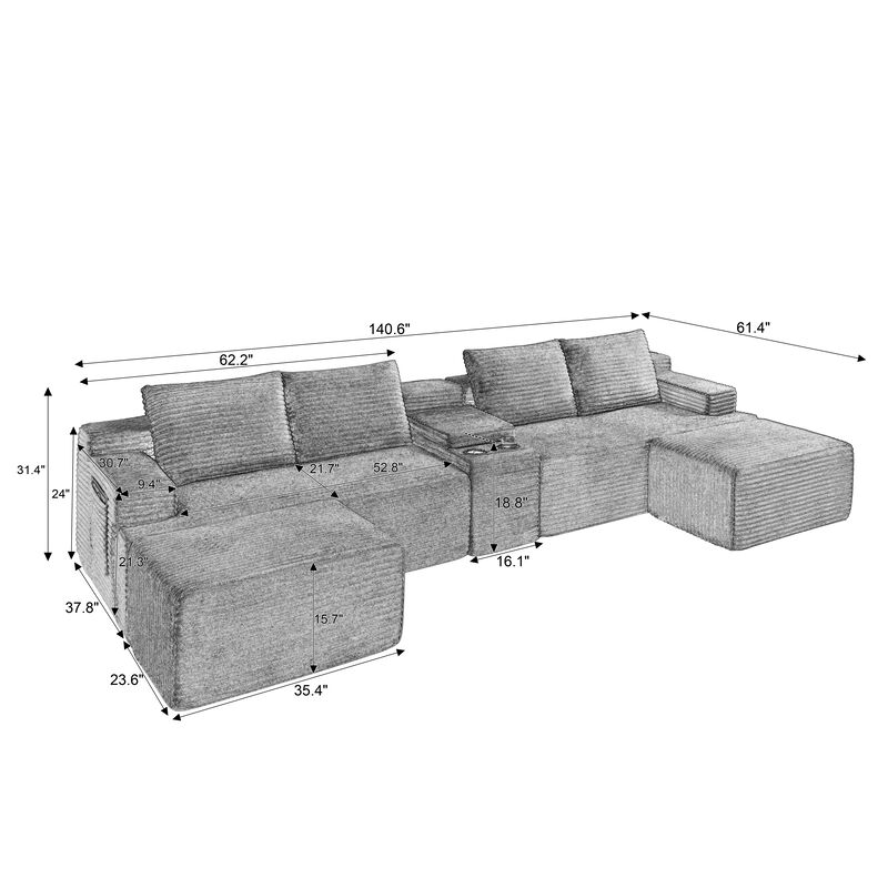 Zossox U-Shaped Sectional Sofa image number 5