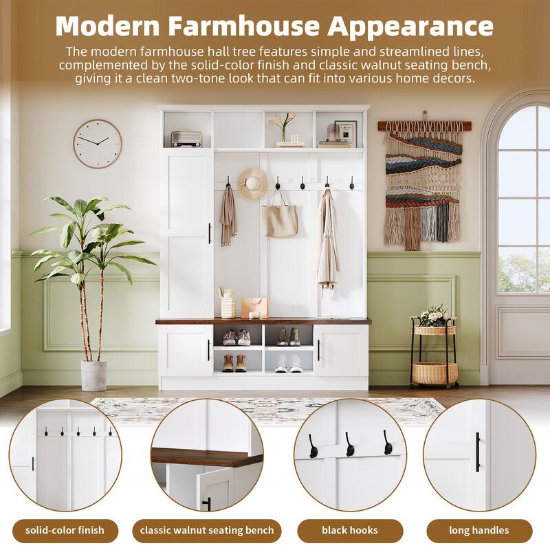 Merax Versatile Entryway Hall Tree with Storage Bench