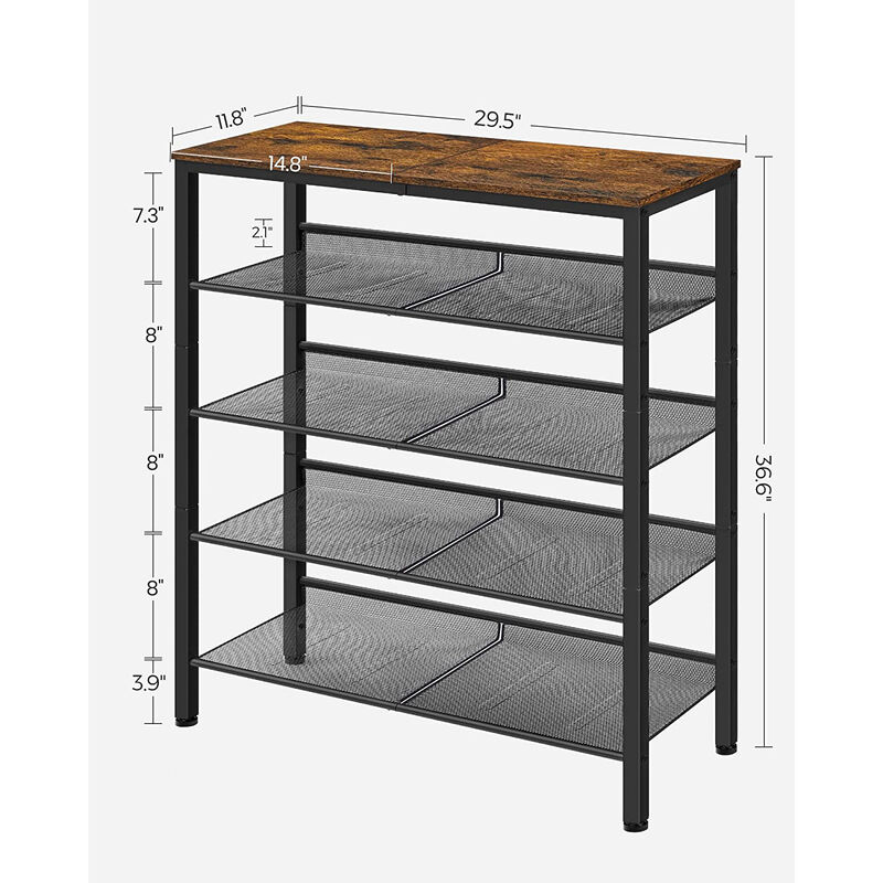 Shoe Organizer Rack with 5 Shelves and Extra Top Space &ndash; Tall Storage Unit for Footwear, Bags & Small Items