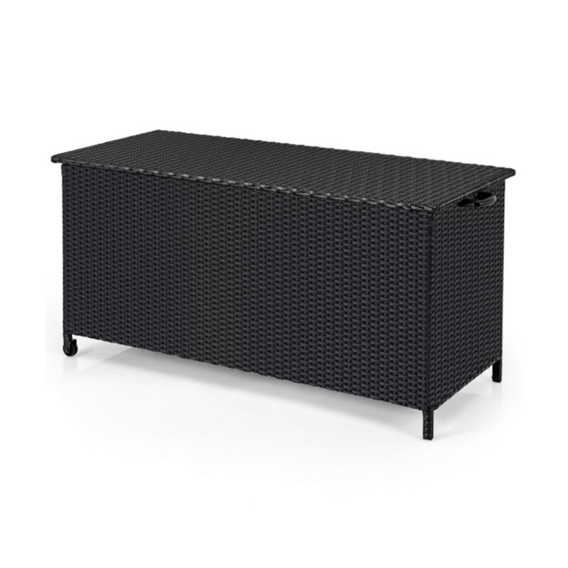 Indoor Outdoor 85 Gallon Storage Container with Waterproof Liner, Universal Wheels and PE Rattan image number 0