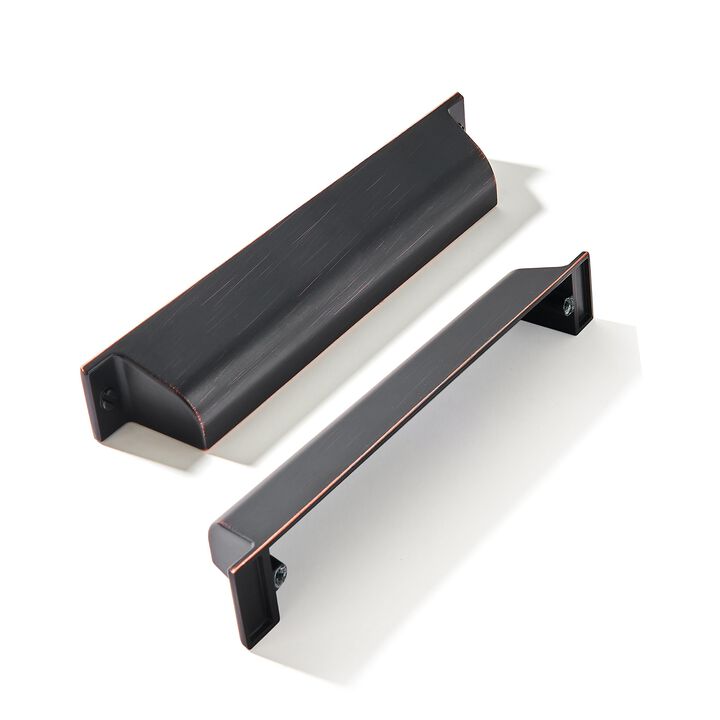 ZAUYX 5 Pack 3-3/4 Inch Center to Center Oil Rubbed Bronze Cabinet Cup Pulls Drawer Pulls Kitchen Hardware Channing Cup Pulls Dr