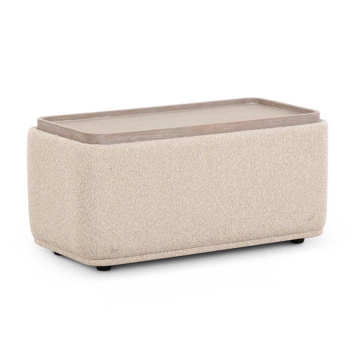 Sylvie Cream Boucle Ottoman Table