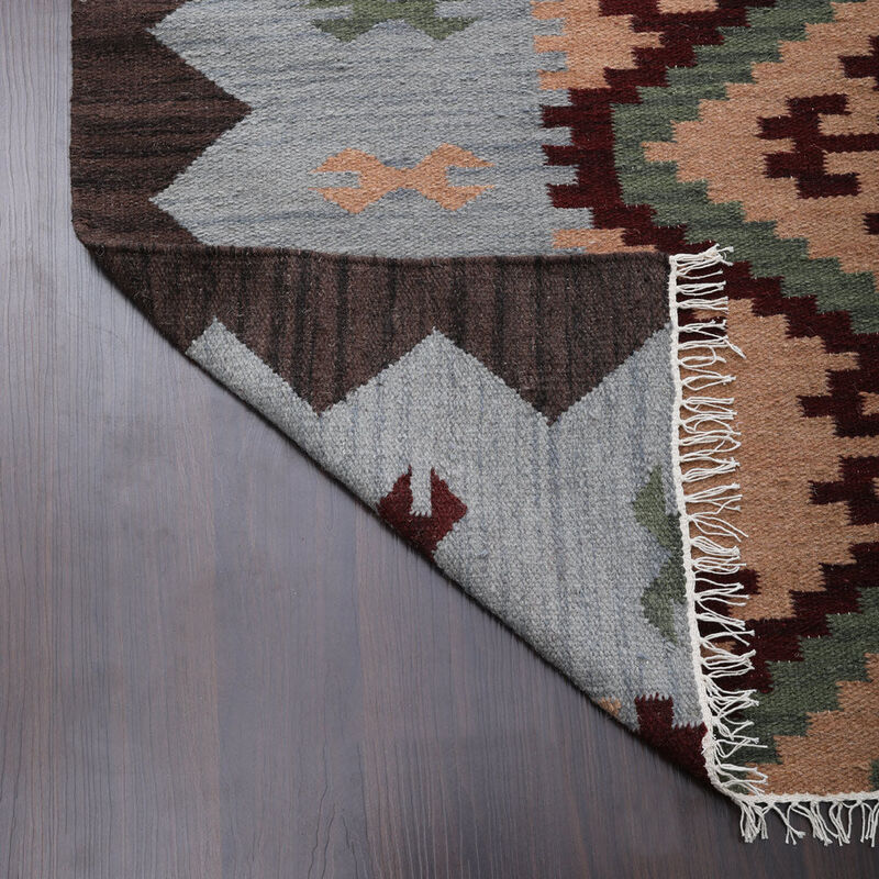 RUGSOTIC CARPETS HAND WOVEN FLAT WEAVE KILIM WOOL ECO-FRIENDLY AREA RUGS  - Rectangle Shape, Contemporary Modern Design, Low Pile Handmade Rugs for Living Room (D00137) image number 7