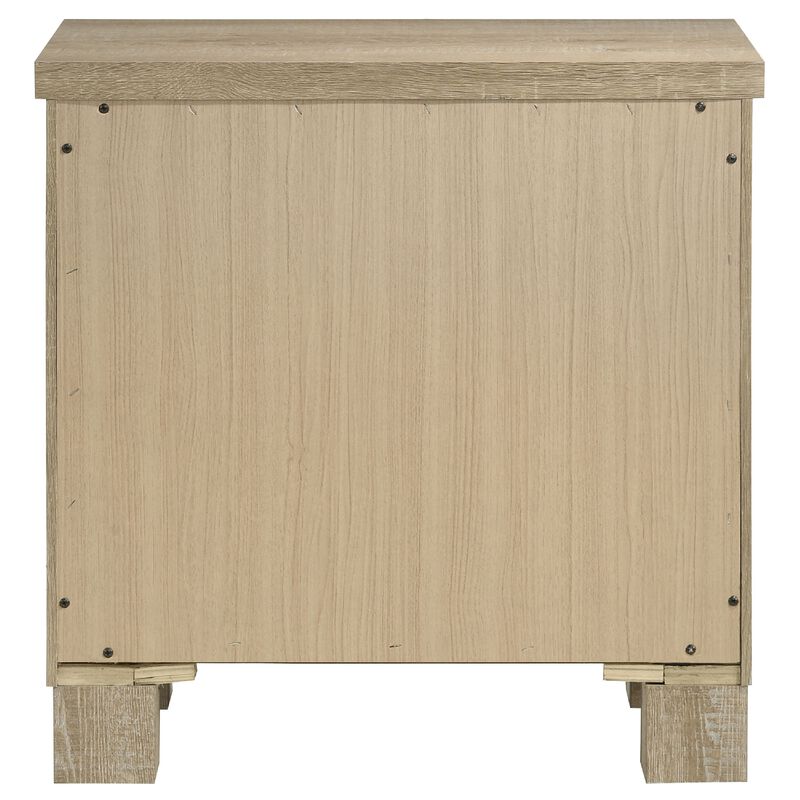 Tyna Nightstand with 2 Drawer, Black Metal, Weathered Oak Wood 26 Inch image number 4