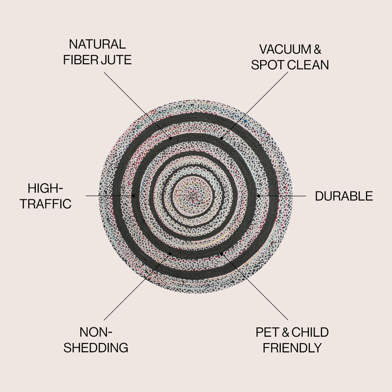 Abyss Braided Bohemian Coastal Jute Round Area Rug