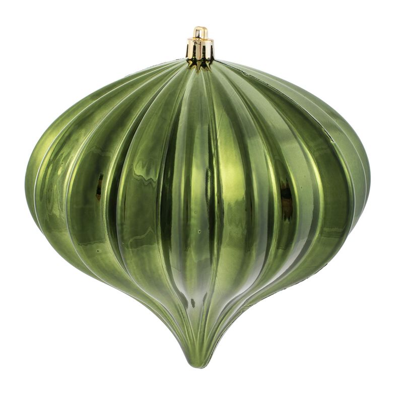 Vickerman 5.7" Moss Green Shiny Onion Christmas Ornament, UV Treated, Set of 3 image number 0