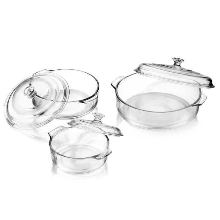 QuikFurn 6-Piece Glass Bakeware Casserole Baking Dish Set - Dishwasher and Oven Safe