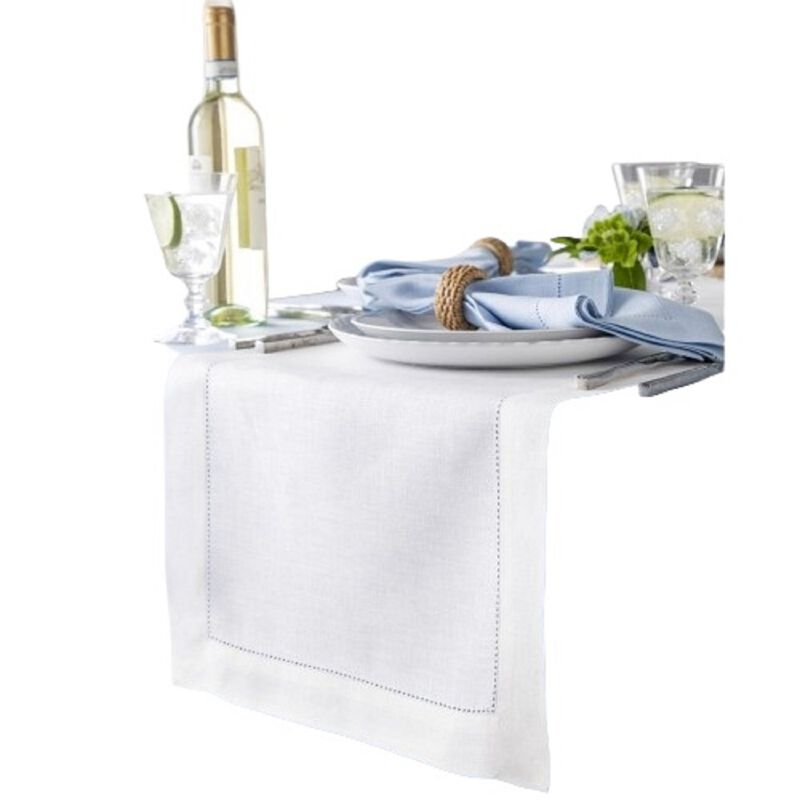 Solino Home 100% Pure Linen Table Runner - Classic Hemstitch