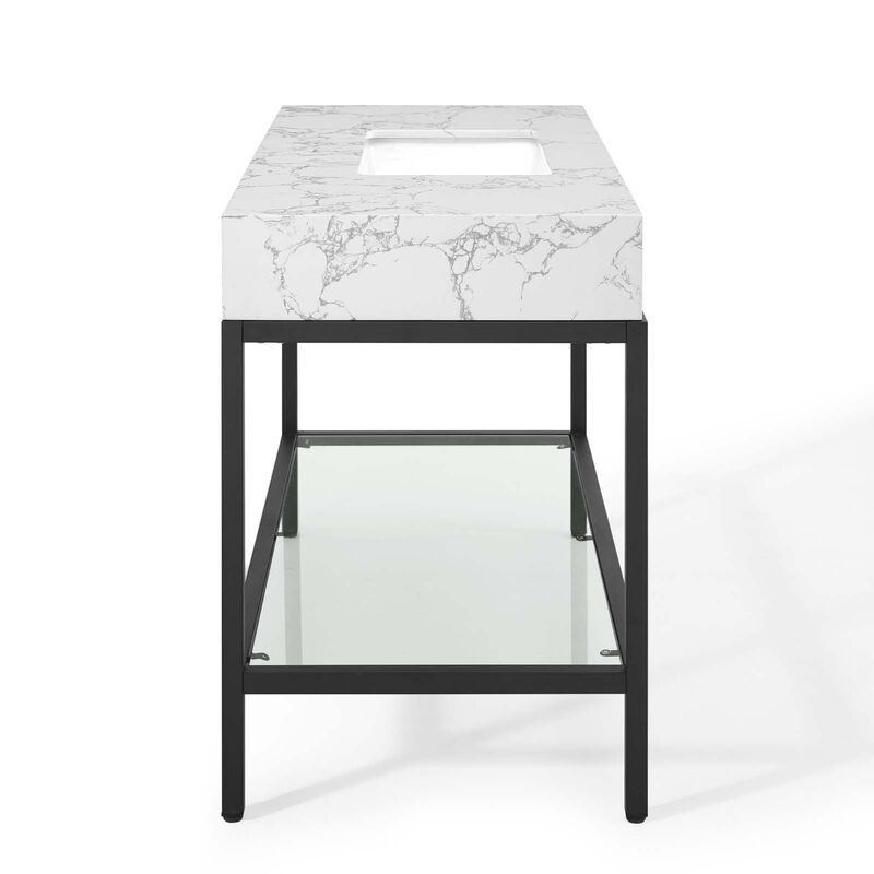 Kingsley 50" Black Stainless Steel Bathroom Vanity image number 3