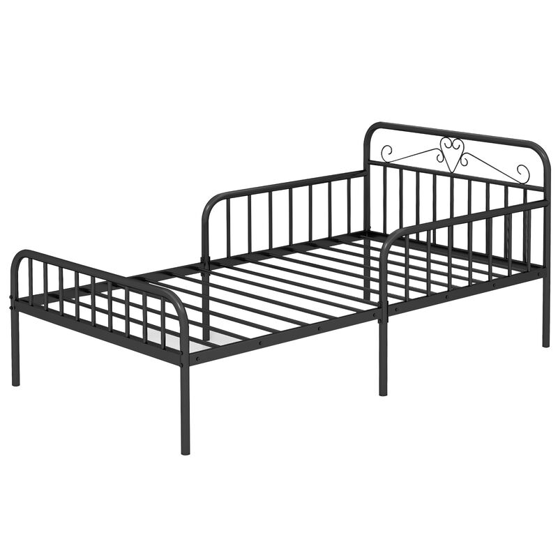 Bed Frame with Headboard and Safety Side Guardrails