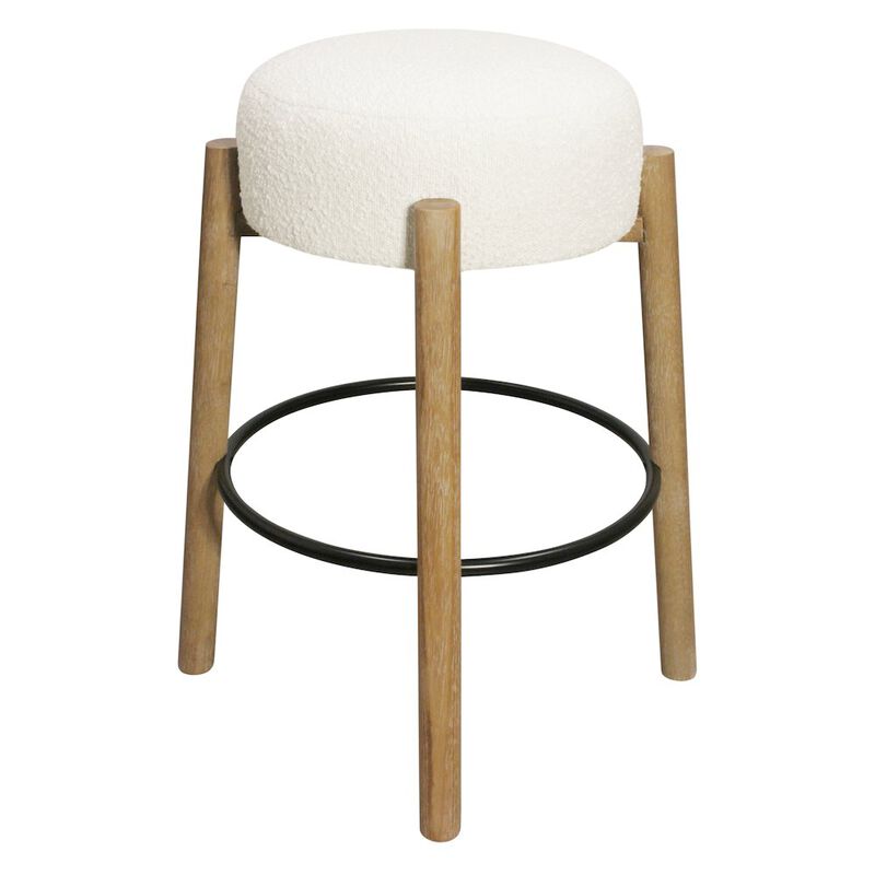 Natalia Barstool in Ivory Boucle Fabric 2-Piece Set