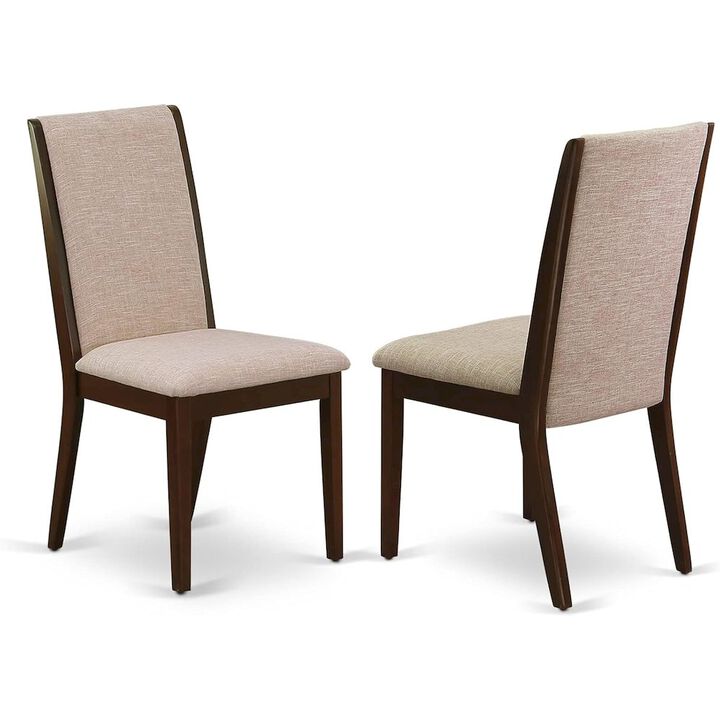 East West Furniture 5 Piece Dining Table Set Includes a Rectangle Removable Leaf Kitchen Table and 4 Light Tan Linen Fabric Upholstered Chairs, 42x92 Inch, Walnut