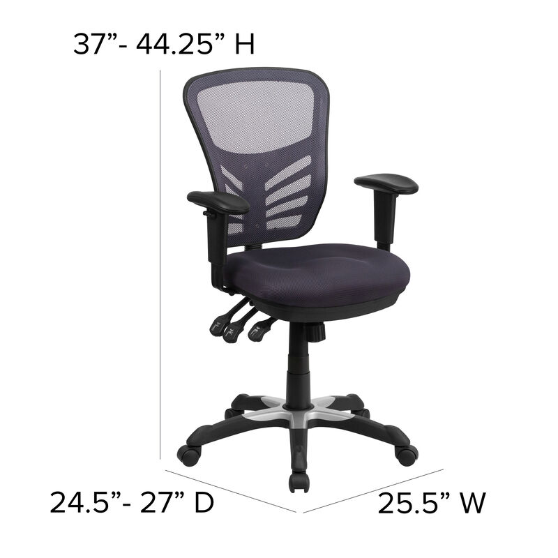 Nicholas Mid-Back Dark Gray Mesh Multifunction Executive Swivel Ergonomic Office Chair with Adjustable Arms image number 4