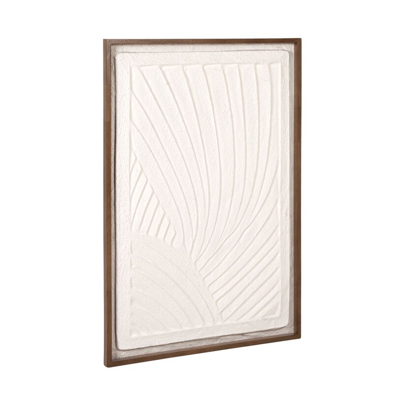 Rowena Interiors Oak Wood Framed Textured Wall Art Panel with Organic Relief Design, Cream image number 0