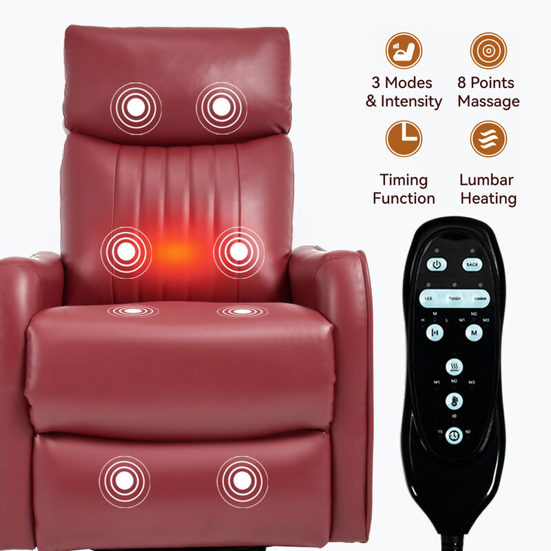 Faux Leather Manual Recliner Chair with Heat and Massage, Living Room Rocker and Swivel Chair image number 9