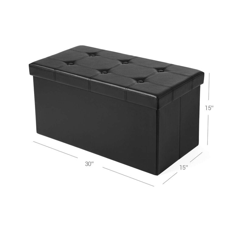 30" L Faux Leather Folding Storage Ottoman Bench, Storage Chest Footrest Padded Seat