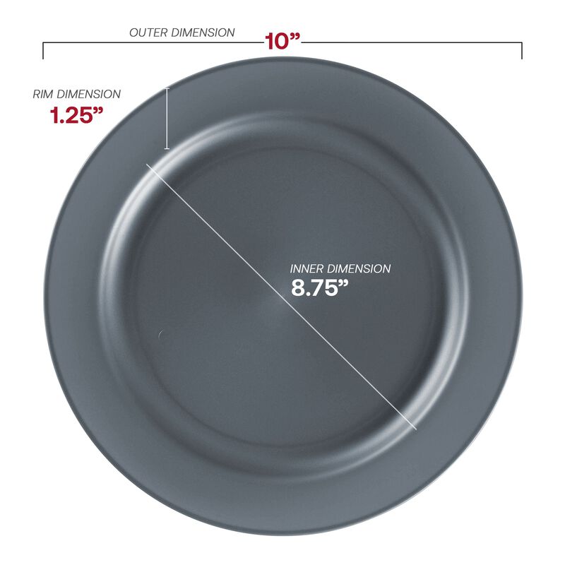 Matte Charcoal Gray Round Plastic Dinnerware Value Set (40 Sets) image number 2